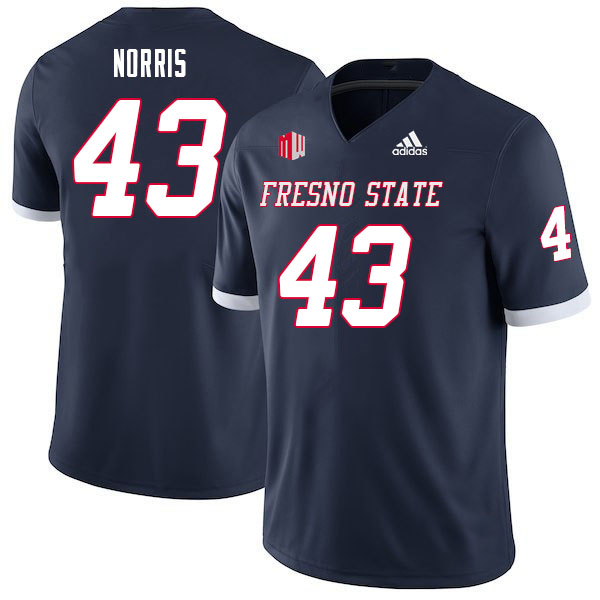 Men #43 Morice Norris Fresno State Bulldogs College Football Jerseys Sale-Navy - Click Image to Close